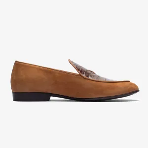 Men's Cognac Croc Milano Loafer From Del Toro Shoes