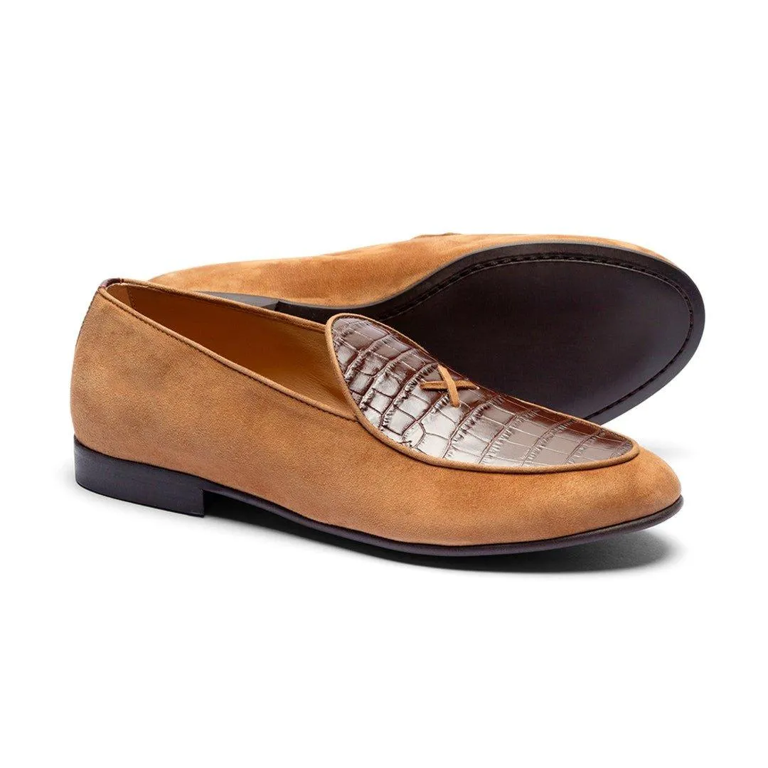 Men's Cognac Croc Milano Loafer From Del Toro Shoes
