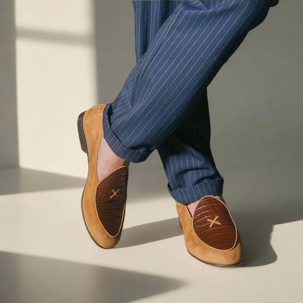 Men's Cognac Croc Milano Loafer From Del Toro Shoes