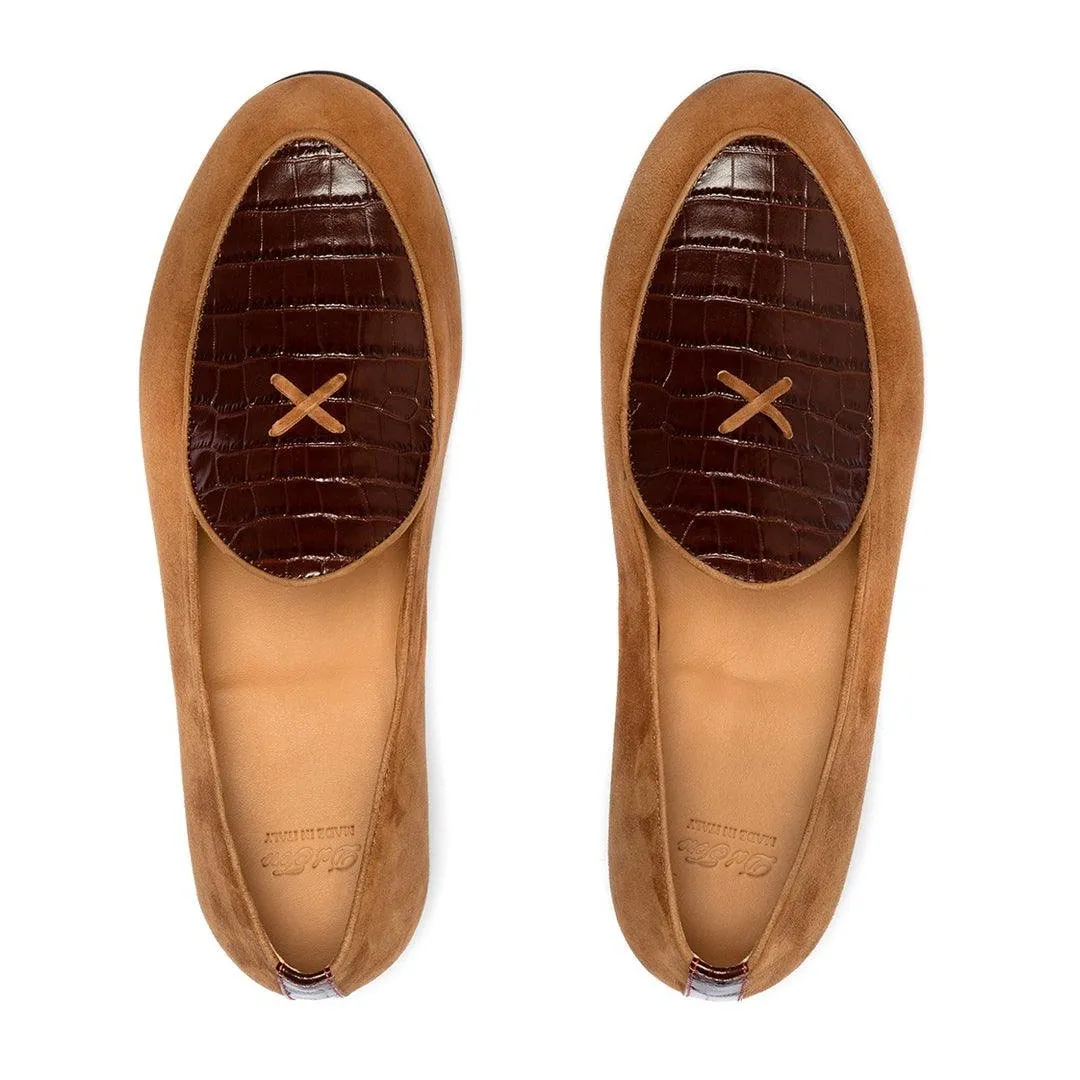 Men's Cognac Croc Milano Loafer From Del Toro Shoes