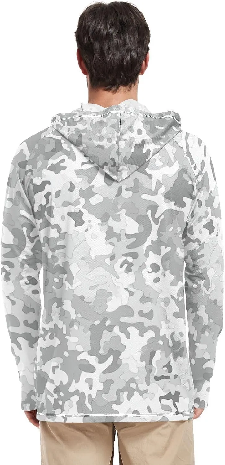 Mens Sun Protection Hoodie Long Sleeve Quick-Dry UPF 50  Rash Guard for Men