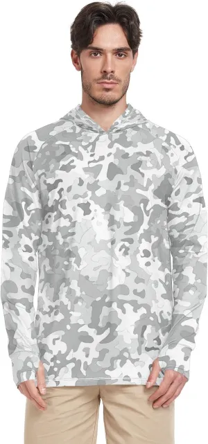 Mens Sun Protection Hoodie Long Sleeve Quick-Dry UPF 50  Rash Guard for Men