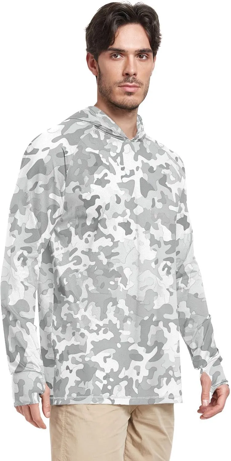 Mens Sun Protection Hoodie Long Sleeve Quick-Dry UPF 50  Rash Guard for Men
