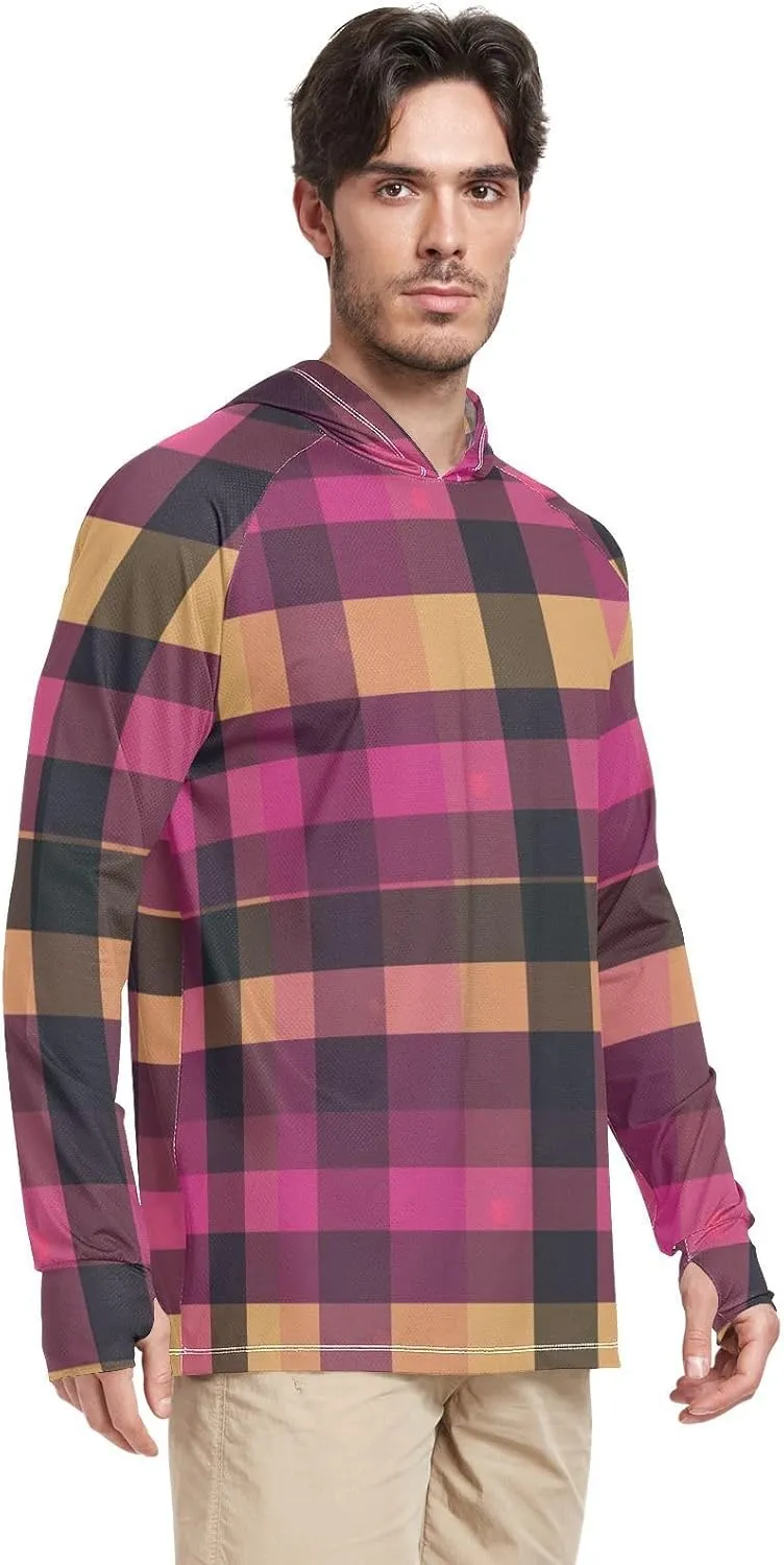Men's Sun Protection Hoodie Long Sleeve Sun Shirt with Hood UPF 50  Lightweight Rash Guard Hooded Hooded Fishing Shirts