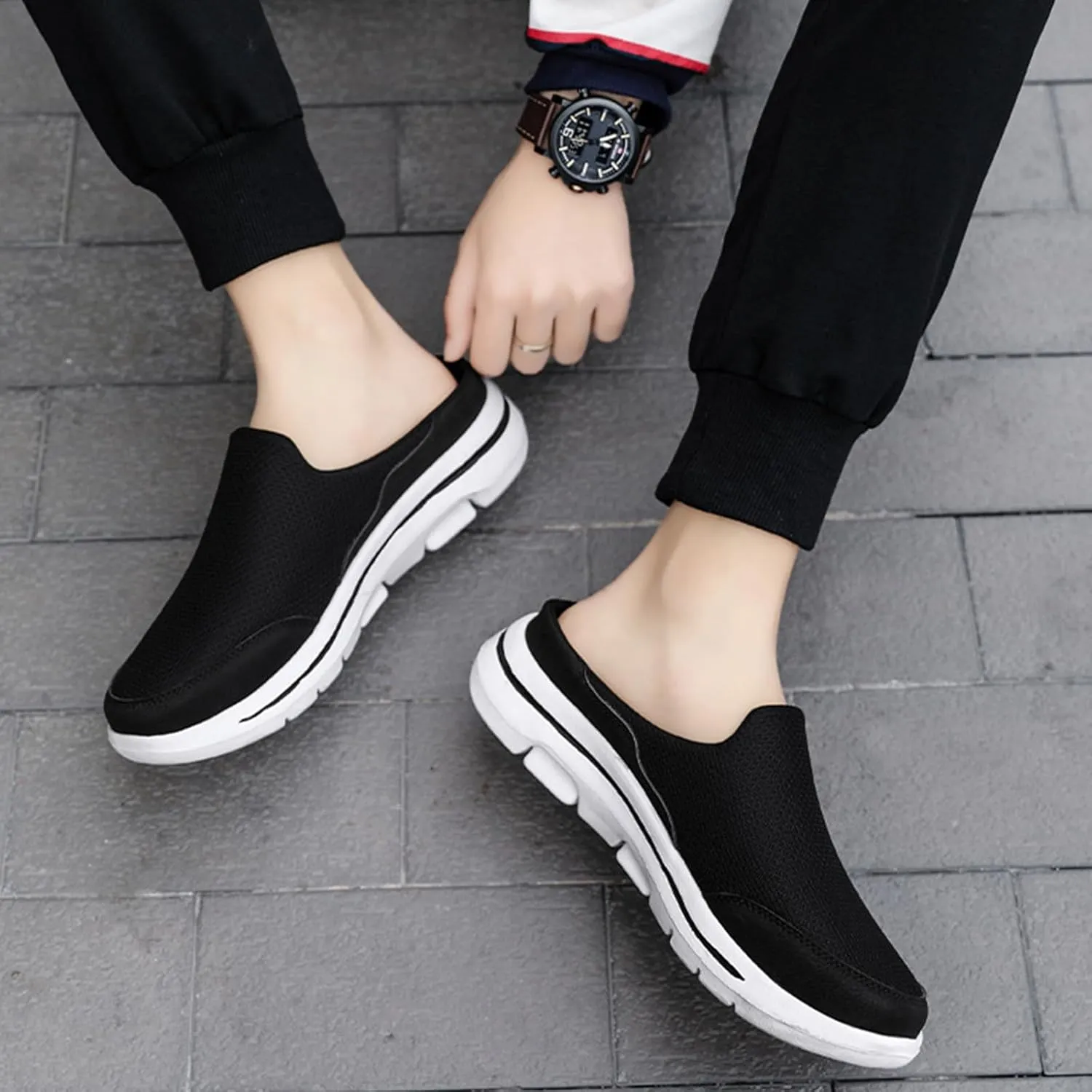 Men's Women's Couple Non-slip Mule Half Sneakers,Outdoor Casual Walking Shoes,Backless Sneakers,Backless Shoes