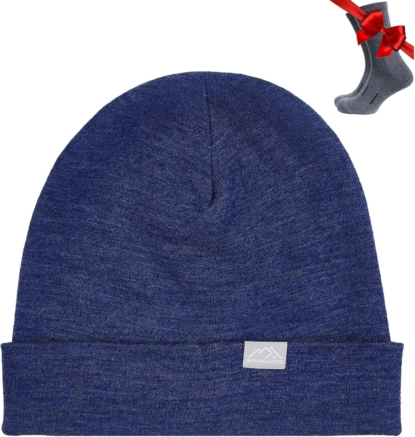 Merino Wool Beanie Men and Women – Cuff Merino Wool Hats for Men and Women - Unisex Adult Beanie Hat and Socks