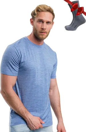 Merino.tech Merino Wool T-Shirt Mens - 100% Organic Merino Wool Undershirt Thermal Shirt Men and Hiking Socks