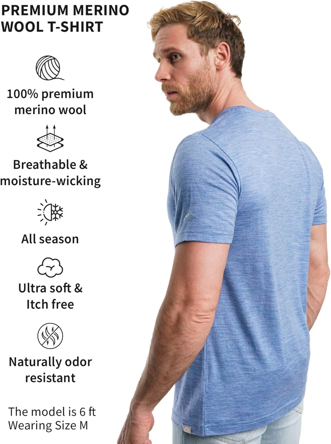 Merino.tech Merino Wool T-Shirt Mens - 100% Organic Merino Wool Undershirt Thermal Shirt Men and Hiking Socks