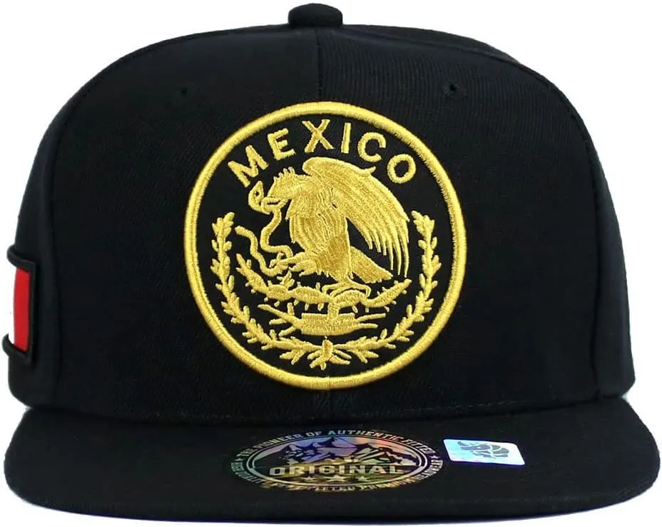 Mexican Hat Mexico Eagle Federal Logo Embroidery Snapback Flat Bill Baseball Cap