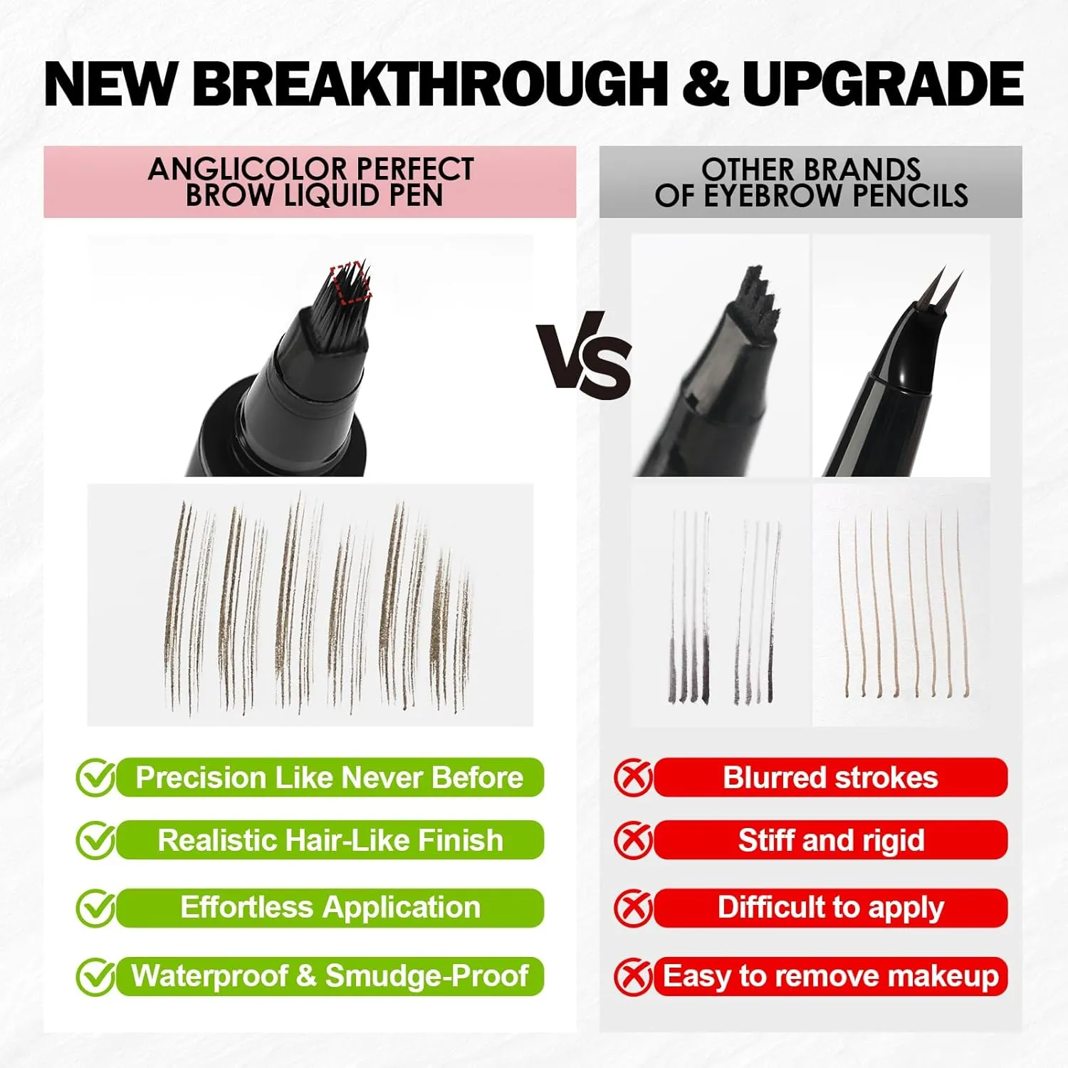 Microblading Eyebrow Pen, Liquid Eyebrow Pencil, Square Angled Eyebrow Brush Natural Hair-Like Brow, Long-Lasting, Waterproof Eyebrow Pen Easy To Color Quick Drying (03 Gray Brown)