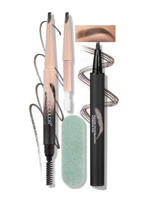 Microblading Eyebrow Pen, Liquid Eyebrow Pencil, Square Angled Eyebrow Brush Natural Hair-Like Brow, Long-Lasting, Waterproof Eyebrow Pen Easy To Color Quick Drying (03 Gray Brown)