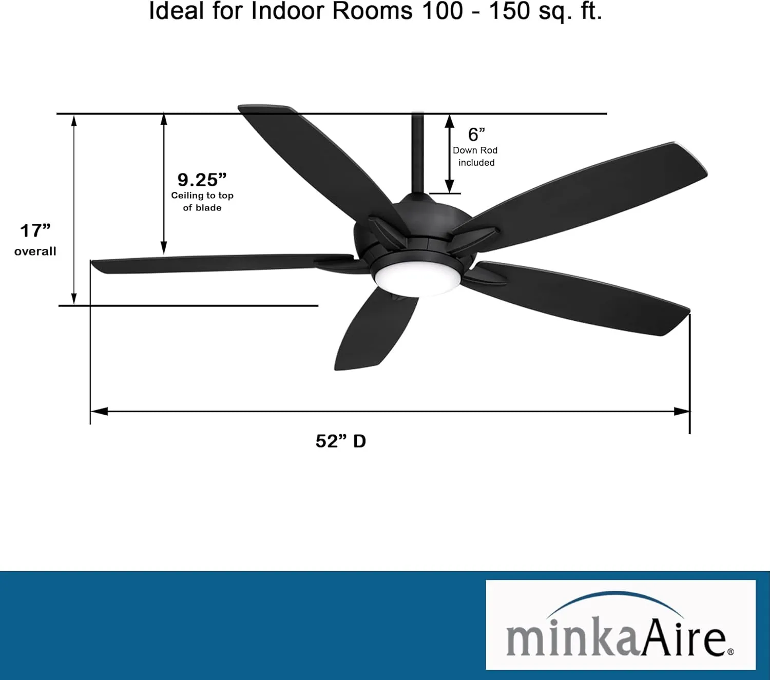 MINKA-AIRE F717L-CL Kelvyn 52-Inch Ceiling Fan with Integrated CCT LED Light Kit in Coal Finish