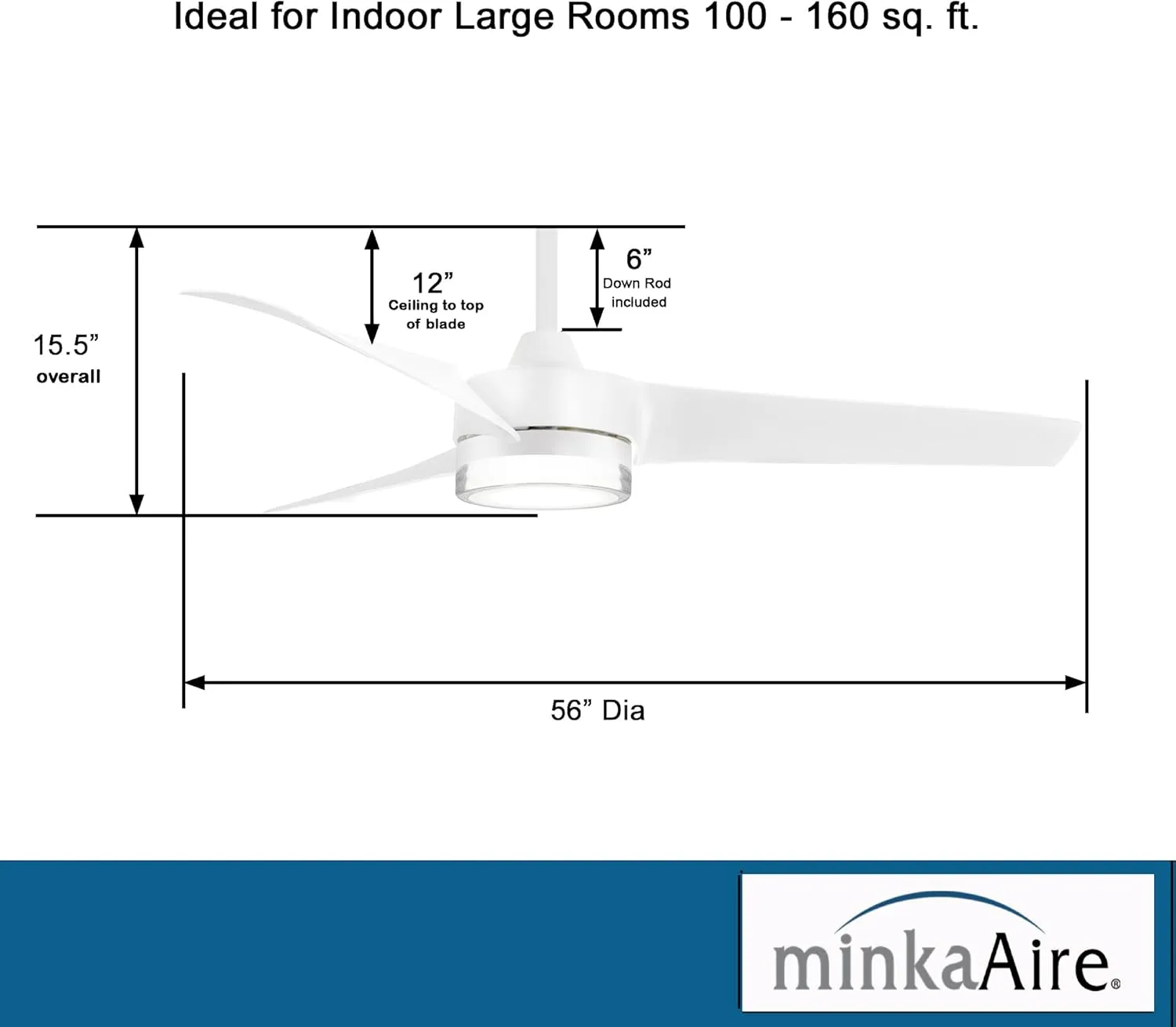 MINKA-AIRE Veer 56" LED Ceiling Fan F692L-WHF - Flat White