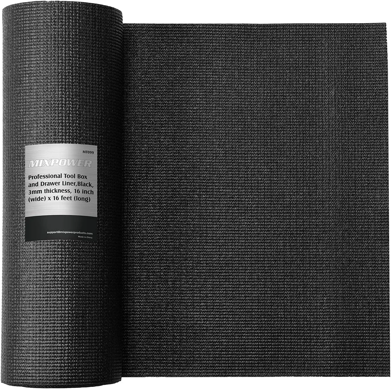 MIXPOWER Professional Tool Box Liner and Drawer Liner,Easy Cut Non-Slip Foam Rubber Toolbox Drawer Liner Mat - Adjustable Thick Cabinet Liners,Black,16 inch (Wide) x 16 feet (Long)