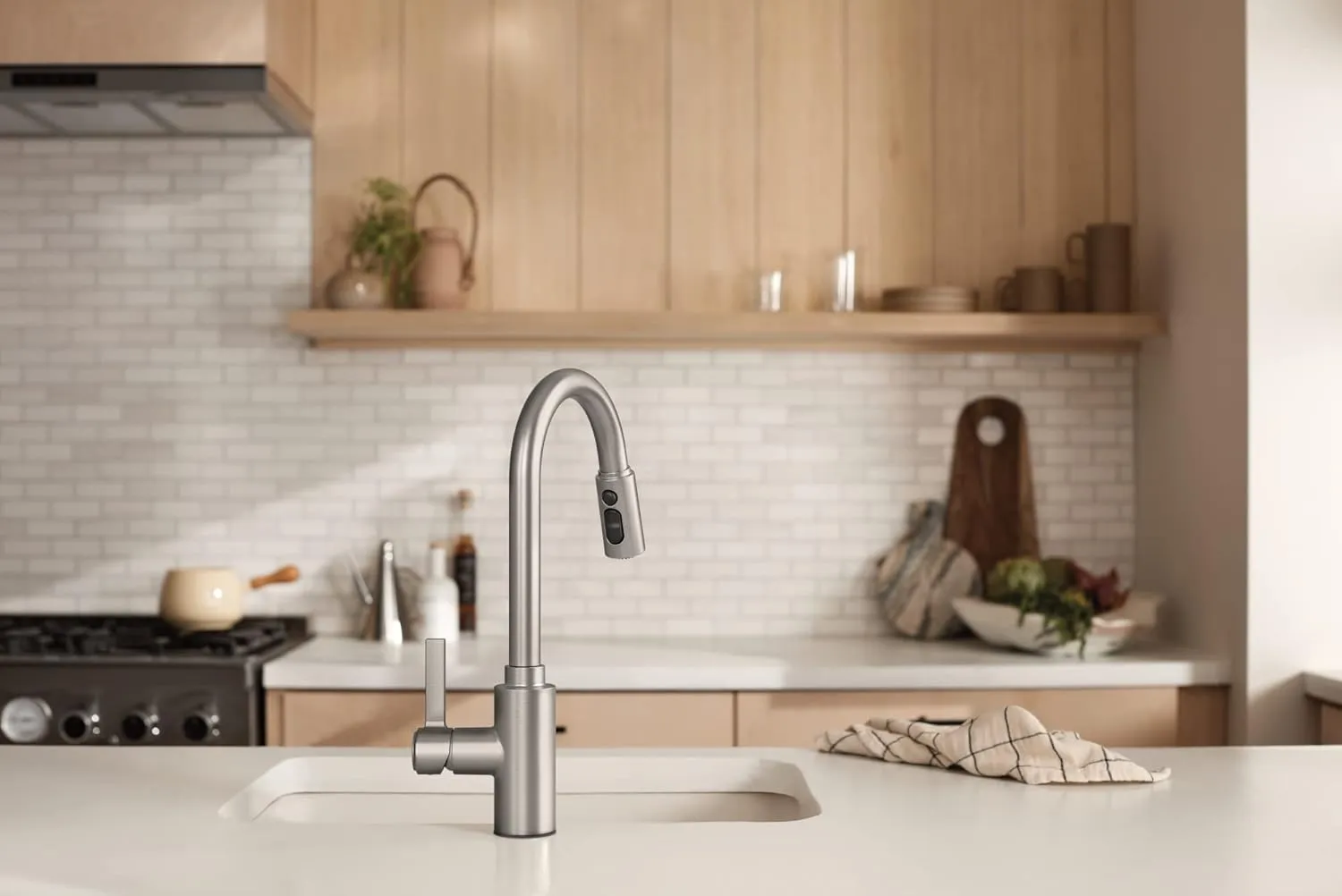 Moen 7882SRS Genta LX One-Handle Modern Kitchen Faucet with Pull Down Sprayer with a Reflex Docking Head and Featuring Power Boost for a Faster Clean, Spot Resist Stainless