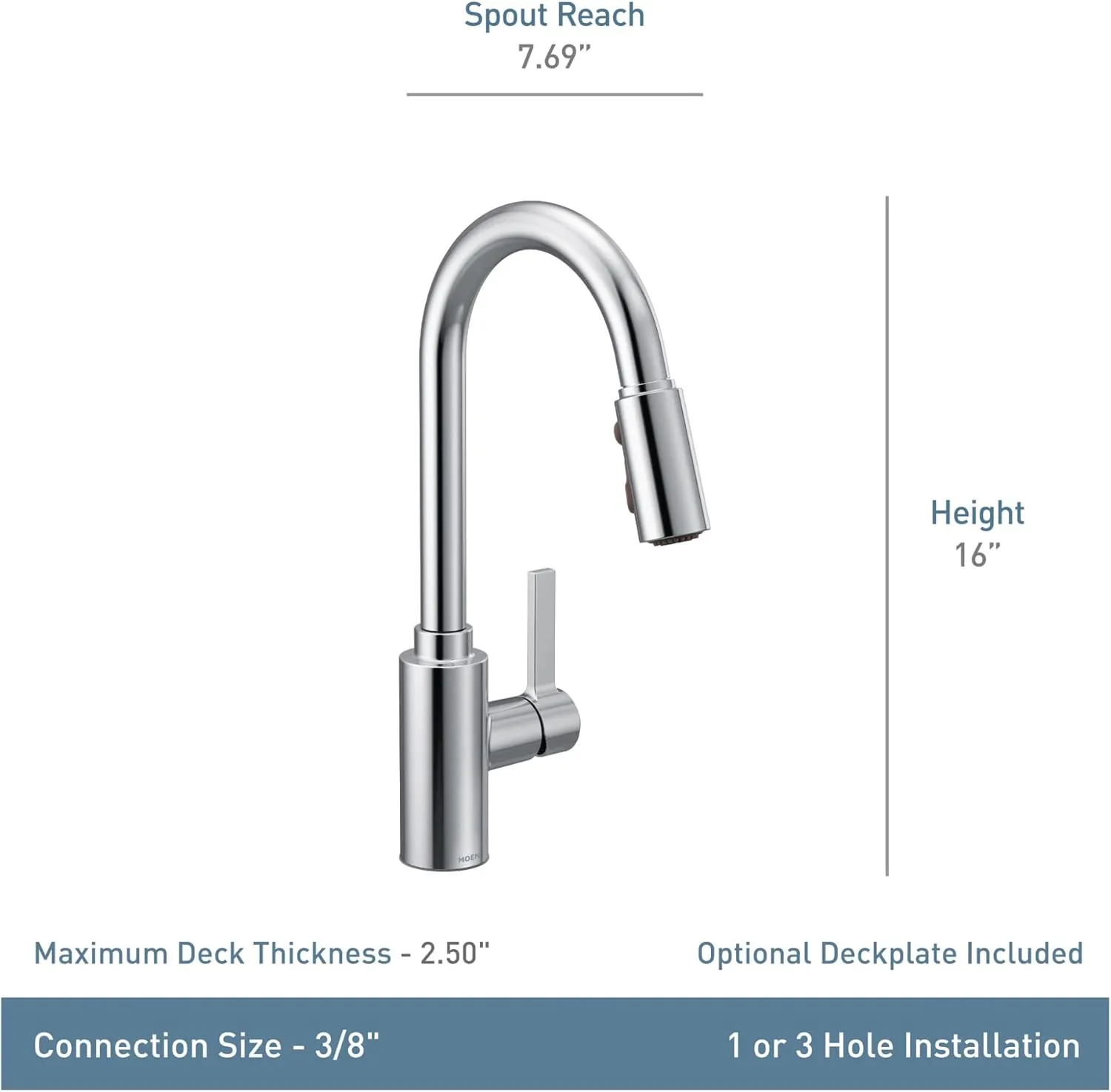 Moen 7882SRS Genta LX One-Handle Modern Kitchen Faucet with Pull Down Sprayer with a Reflex Docking Head and Featuring Power Boost for a Faster Clean, Spot Resist Stainless