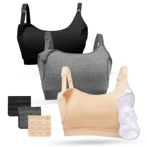 Momcozy Pumping Bra Hands Free 3 Pack Comfortable All Day Wear Pumping and Nursing Bra in One Holding Breast Pump for Spectra, Lansinoh, Medela