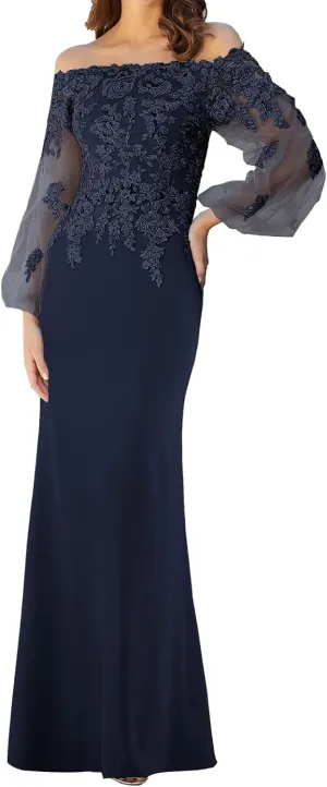Mother of The Bride Dresses with Sleeves Formal Evening Gowns Lace Appliques Long Wedding Party Prom Dress