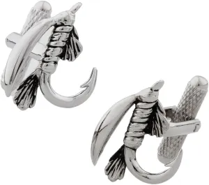 MRCUFF Fly Fishing Hook Fish Lure Pair Cufflinks in a Presentation Gift Box & Polishing Cloth