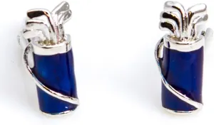MRCUFF Golf Clubs & Bag Golfer Blue Cufflinks in Presentation Gift Box & Polishing Cloth
