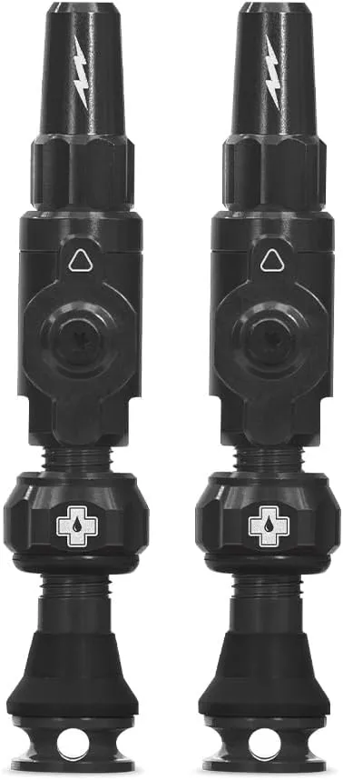 Muc-Off Big Bore Lite Tubeless Valves, Black 35mm - Precision Engineered Dust Caps for Bikes with Revolutionary Airflow Technology - Presta Valve Caps for Tubeless MTB/Road/Gravel Bikes