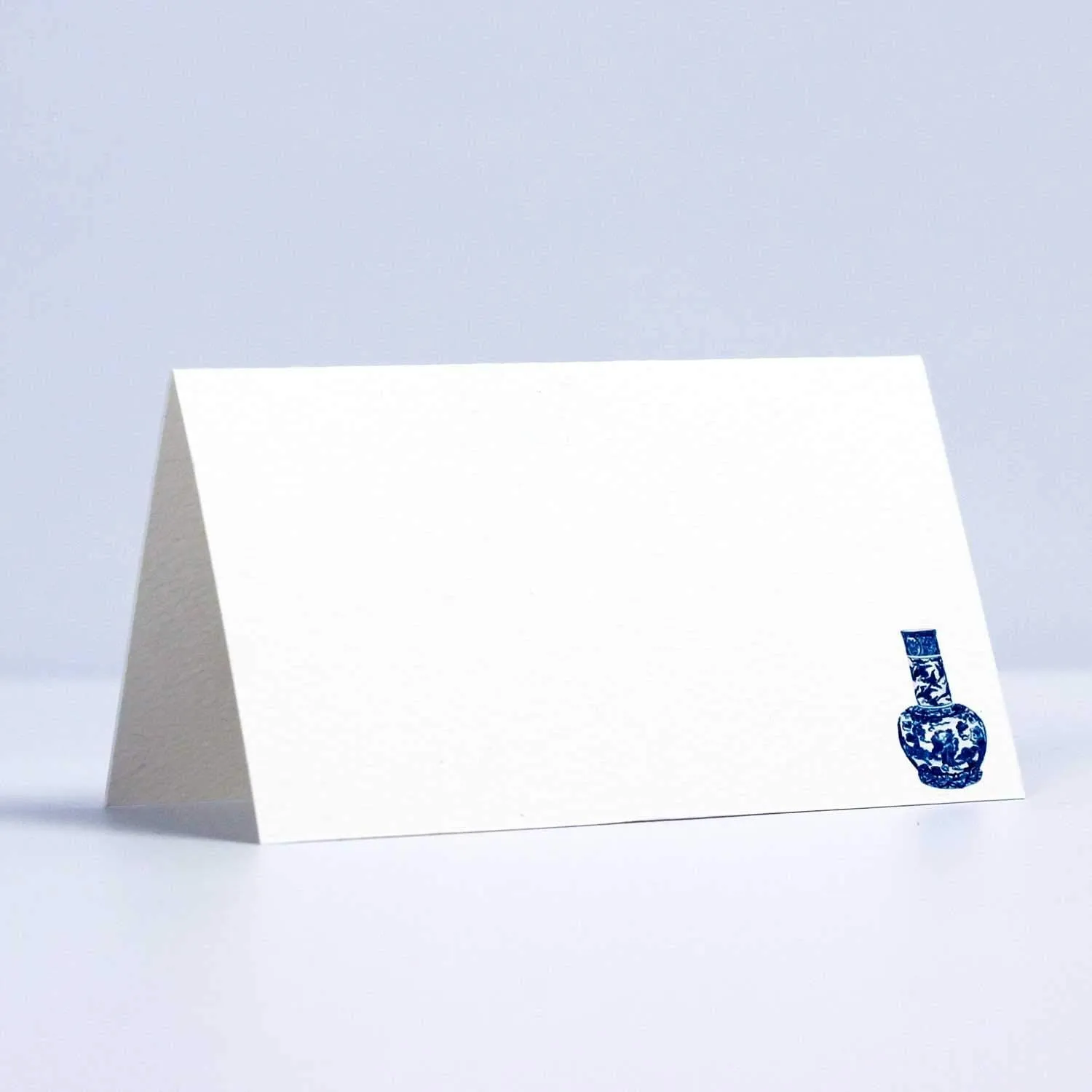 Nancy Nikko Place Cards with Blue and White Ginger Jars for Weddings, Showers, and Dinner Parties. Table Tent Style, Scored for Easy Folding. Available in Pkgs of 24