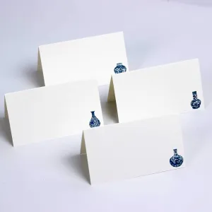 Nancy Nikko Place Cards with Blue and White Ginger Jars for Weddings, Showers, and Dinner Parties. Table Tent Style, Scored for Easy Folding. Available in Pkgs of 24