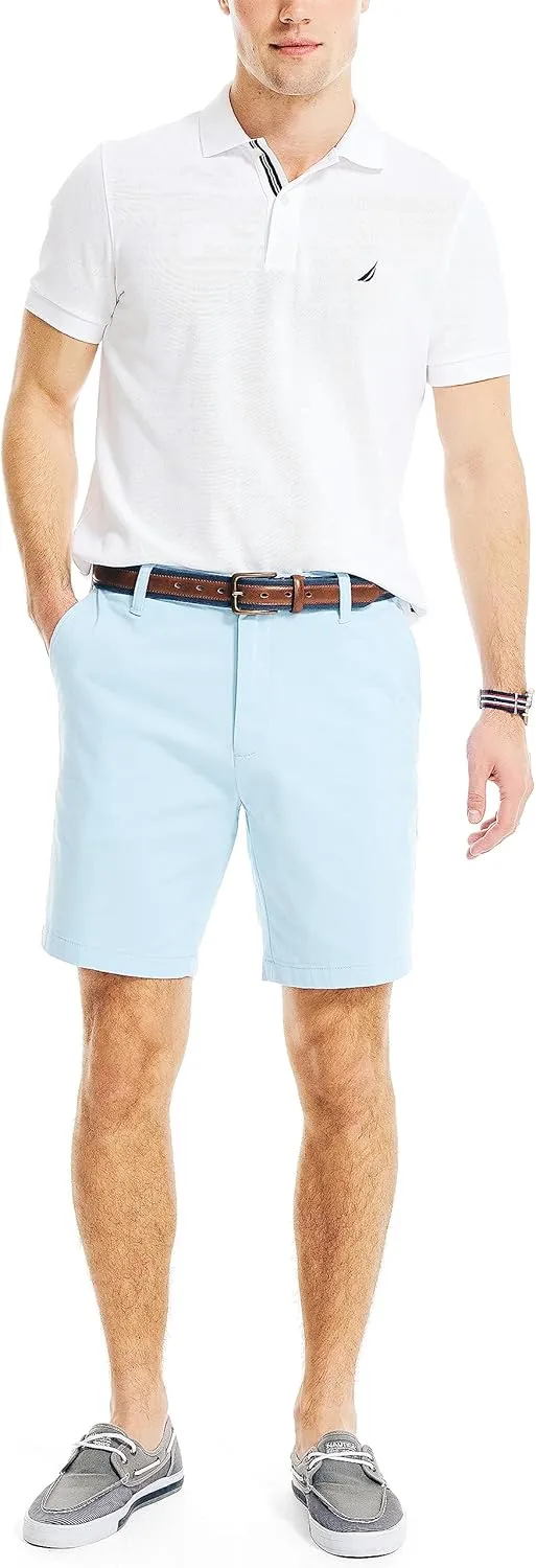 Nautica Men's Classic Fit Flat Front Stretch Solid Chino 8.5" Deck Shorts