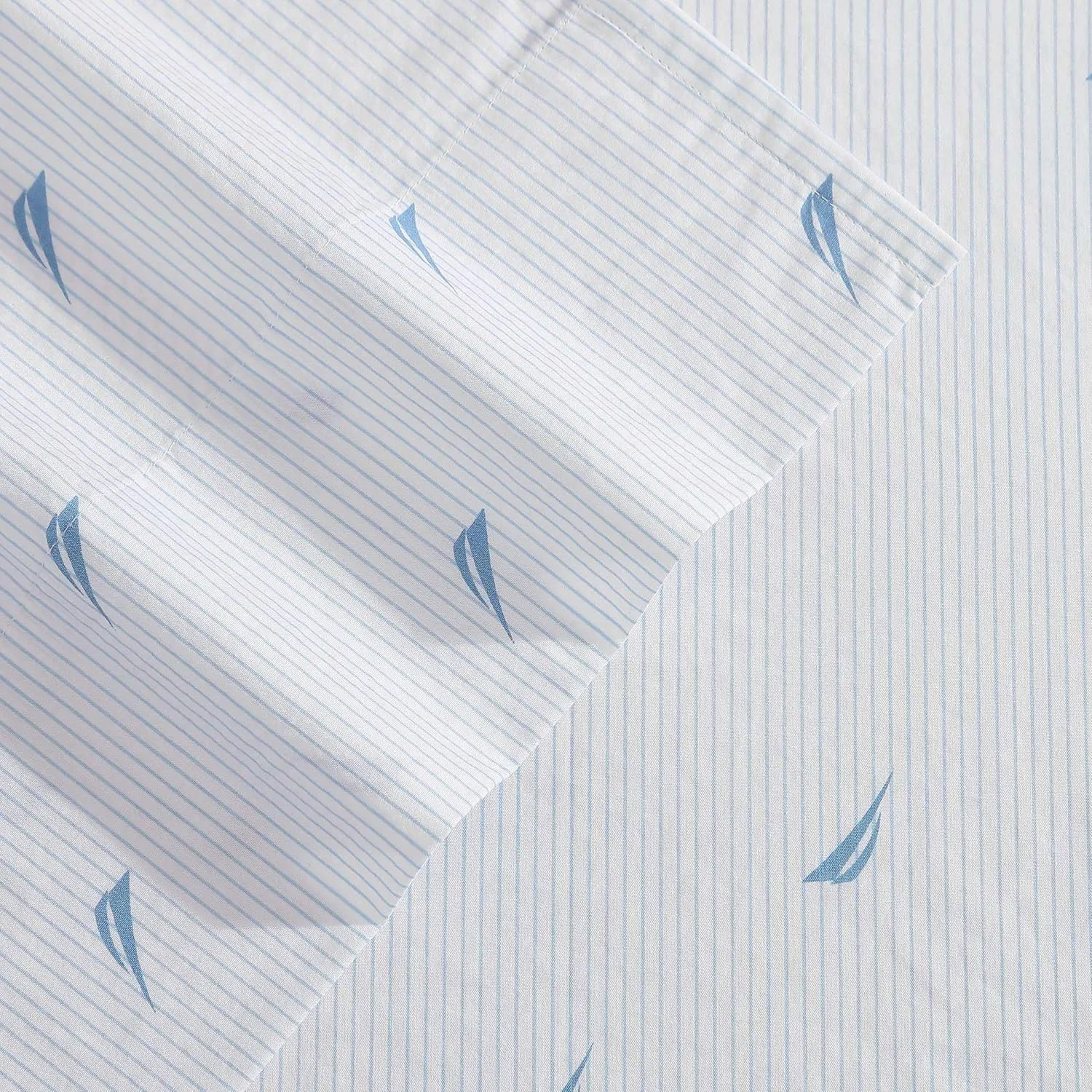 Nautica - Queen Sheets, Cotton Percale Bedding Set, Casual Home Decor (Boat Stripe Pale Blue, Queen)