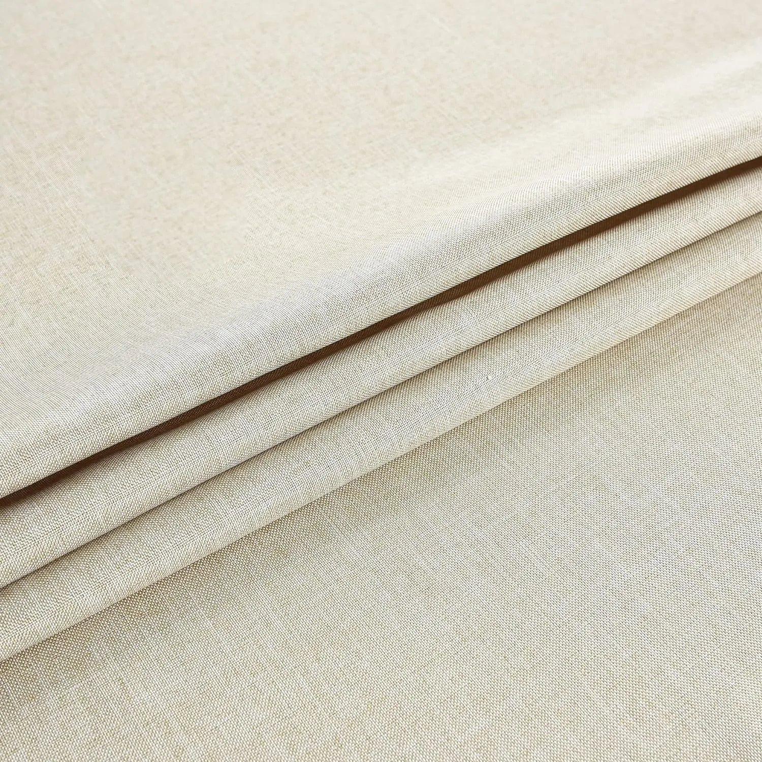 NEWISHER Farmhouse Oval Hemstitch Border Tablecloth Neutral Faux Linen Table Cloth Rustic Solid Beige Table Cover for Dining Kitchen Party Holiday Home 60x84 Inch