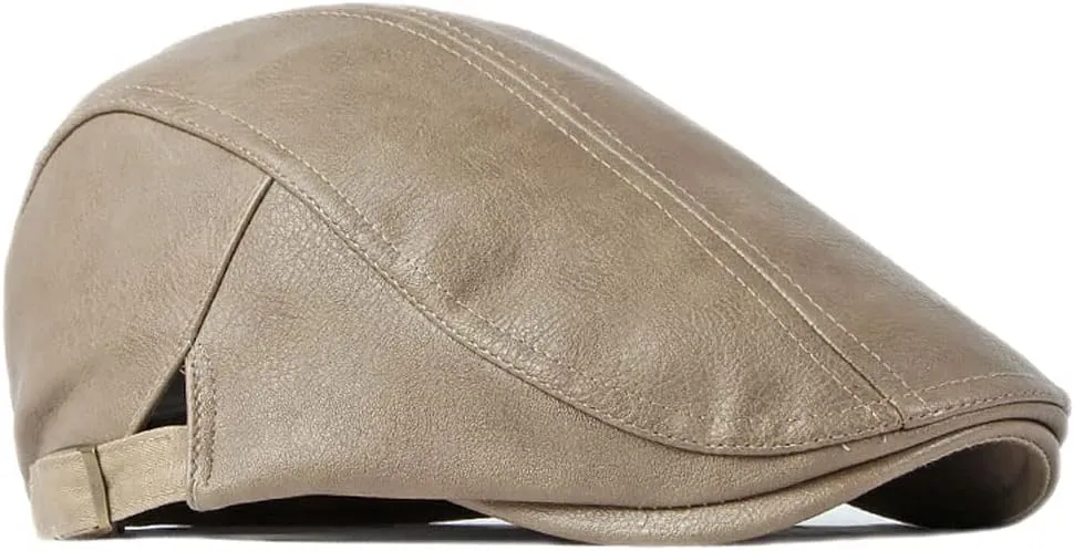 Newsboy Hats for Men Leather Ivy Flat Cap Gatsby Driving Cabbie Beret