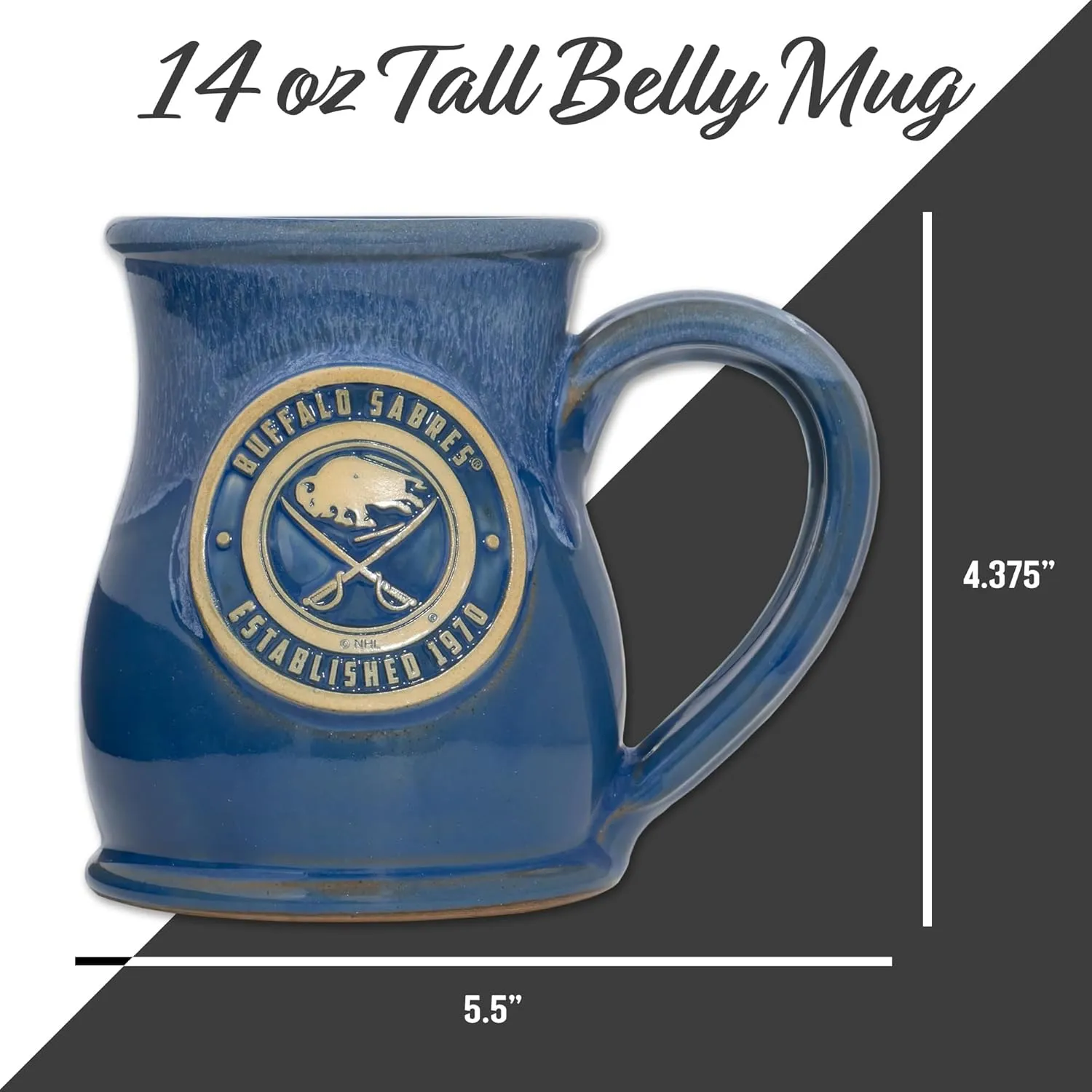 NHL Team 14-oz Two-Tone Tall Belly Mug, Handmade Large Ceramic Coffee Mug with Team Logo for True Fans, Premium Deneen Pottery Made in USA