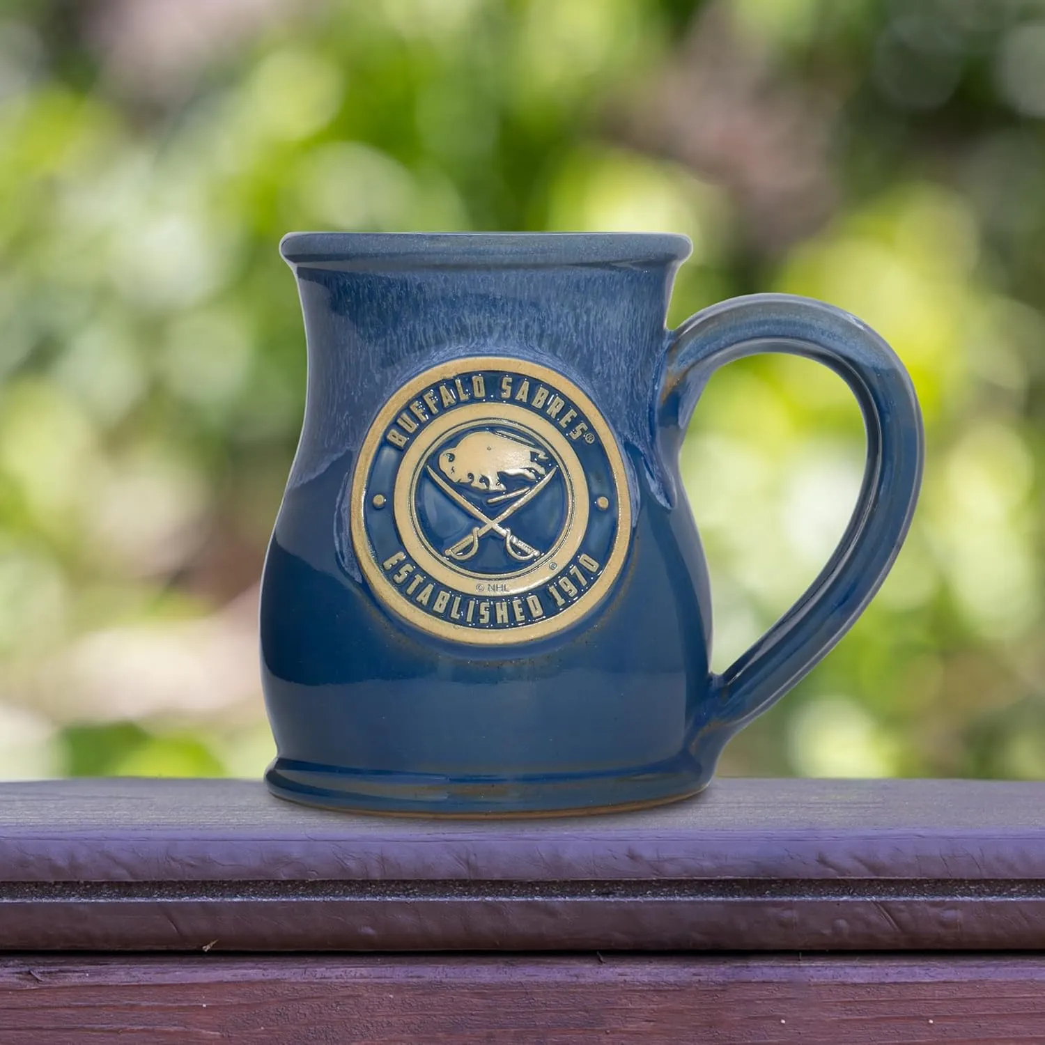 NHL Team 14-oz Two-Tone Tall Belly Mug, Handmade Large Ceramic Coffee Mug with Team Logo for True Fans, Premium Deneen Pottery Made in USA