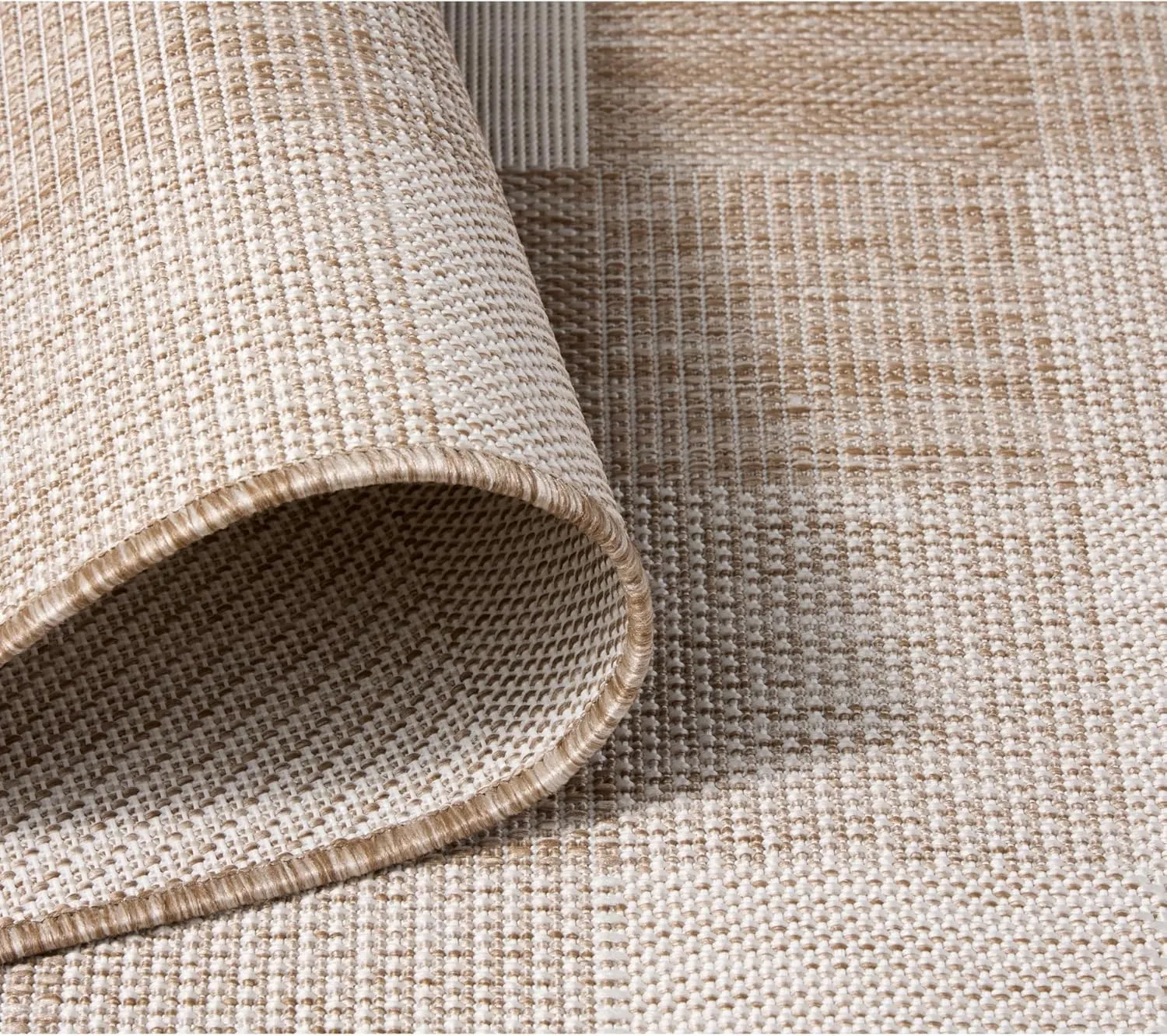 Nicole Miller New York Patio Country Ombre Chevron Indoor Outdoor Area Rug, UV Fade Resistant, Low Pile, Beige/Cream, 7'9"x10'2"