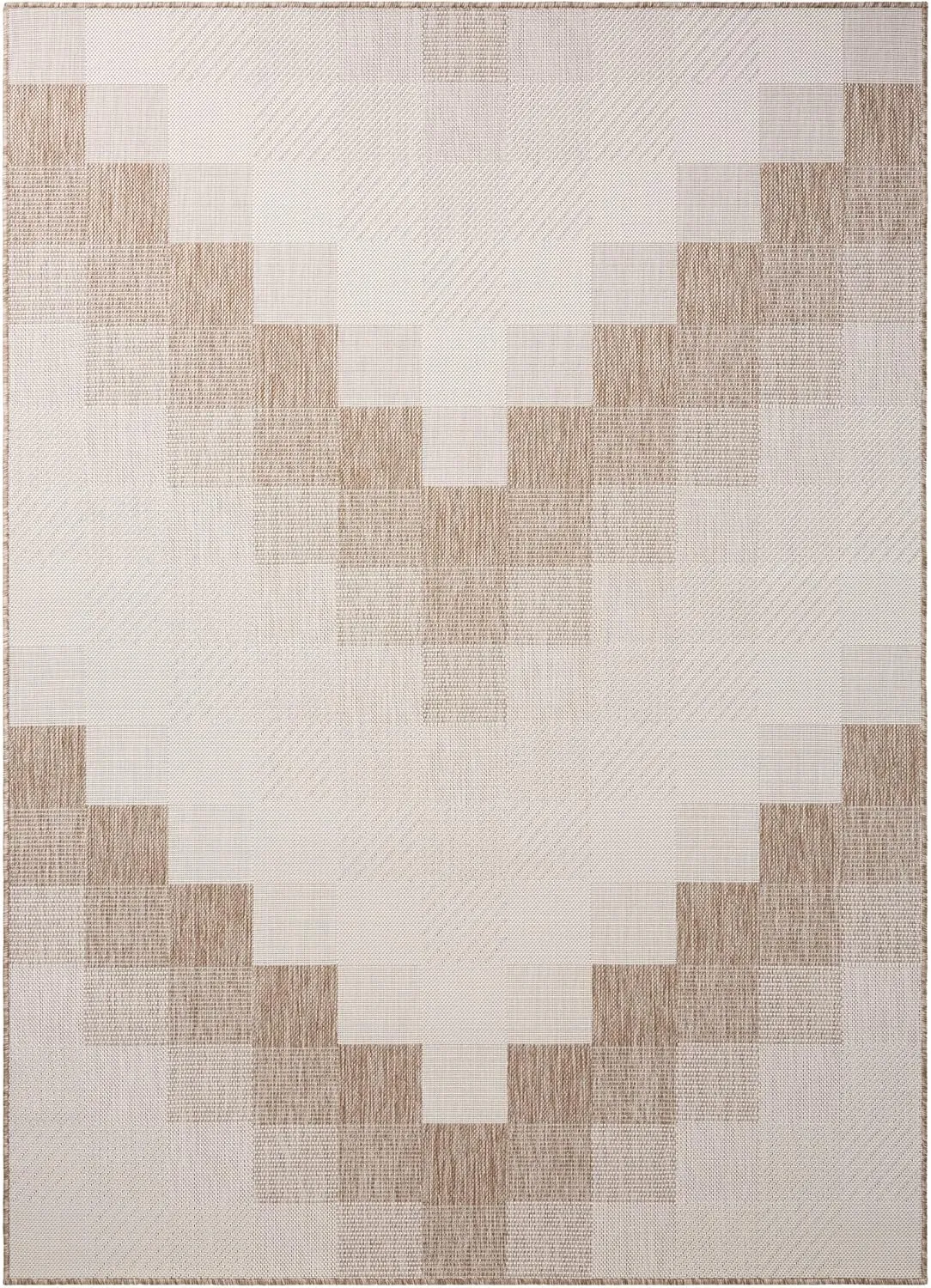Nicole Miller New York Patio Country Ombre Chevron Indoor Outdoor Area Rug, UV Fade Resistant, Low Pile, Beige/Cream, 7'9"x10'2"