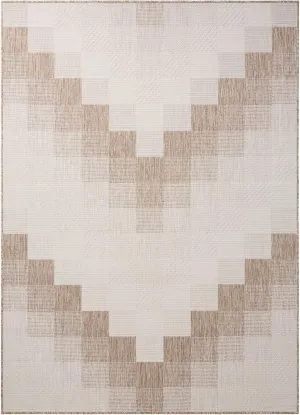 Nicole Miller New York Patio Country Ombre Chevron Indoor Outdoor Area Rug, UV Fade Resistant, Low Pile, Beige/Cream, 7'9"x10'2"