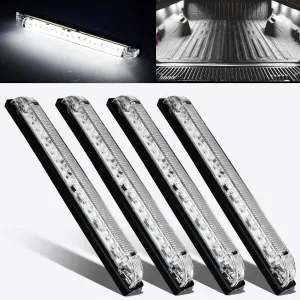 nifeida 8" Clear Lens 18LED Waterproof Utility Strip Light Bar Surface Mount for 12V Marine Boat RV Interior Light Slim Line Pickup Truck Under Hood Lights Side Marker Lamp [Pack of 4]