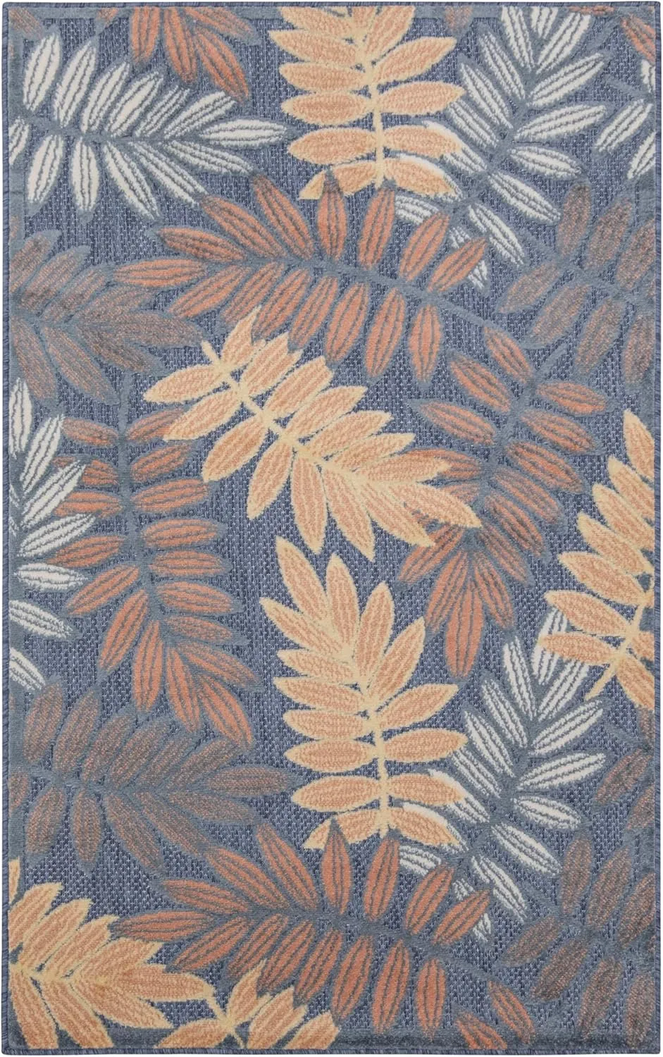 Nourison Aloha Blue Rose 2'8" x 4' Area Rug - Easy Clean, Non Shedding, Bed Room, Living Room, Dining Room, Kitchen (3' x 4')