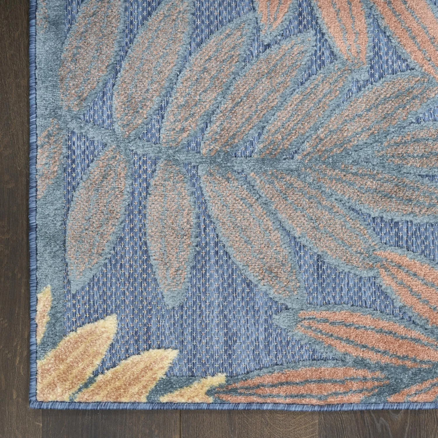 Nourison Aloha Blue Rose 2'8" x 4' Area Rug - Easy Clean, Non Shedding, Bed Room, Living Room, Dining Room, Kitchen (3' x 4')