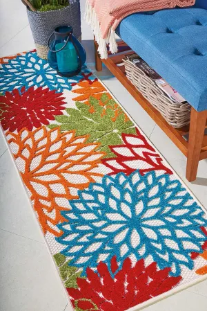 Nourison Aloha Indoor/Outdoor Green 2' x 6' Area Rug, Tropical, Botanical, Easy Cleaning, Non Shedding, Bed Room, Living Room, Dining Room, Deck, Backyard, Patio (2x6)