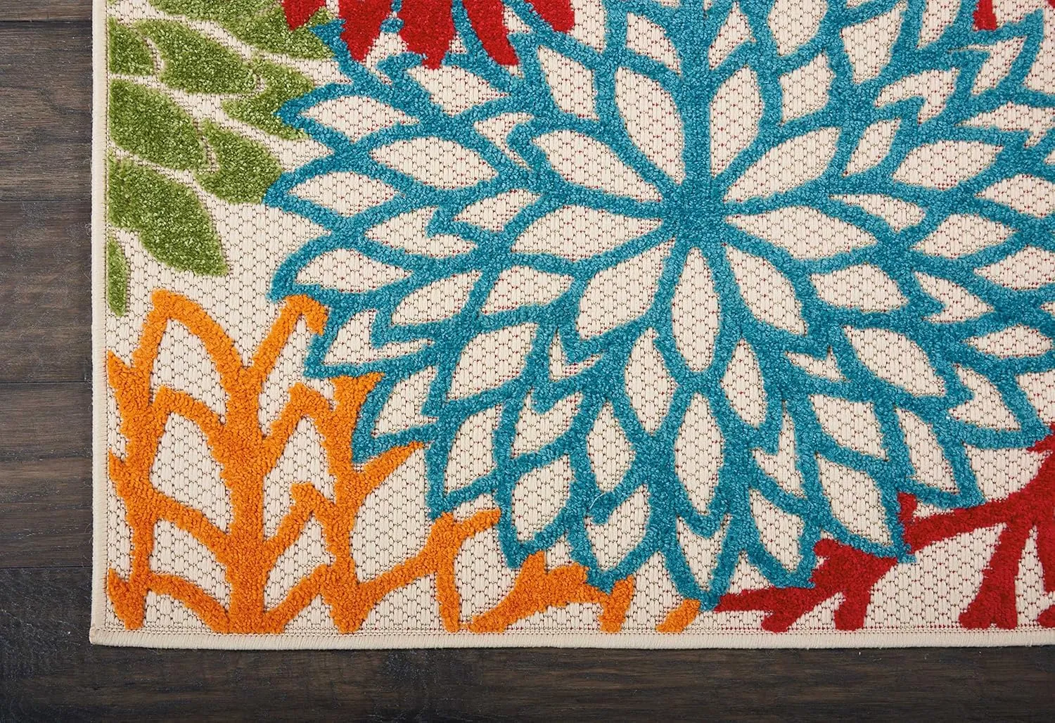 Nourison Aloha Indoor/Outdoor Green 2' x 6' Area Rug, Tropical, Botanical, Easy Cleaning, Non Shedding, Bed Room, Living Room, Dining Room, Deck, Backyard, Patio (2x6)