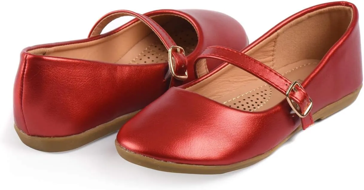 Nova Utopia Toddler Little Girls Dress Ballet Mary Jane Bow Flat Shoes