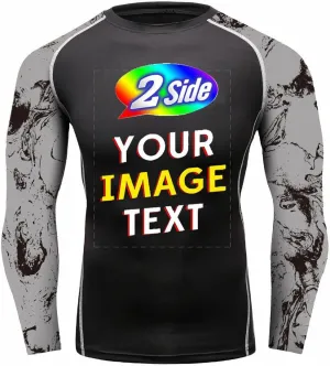 O2TEE Design Your Own Long Sleeve Compression Trainning Top Front & Back Add Your Text