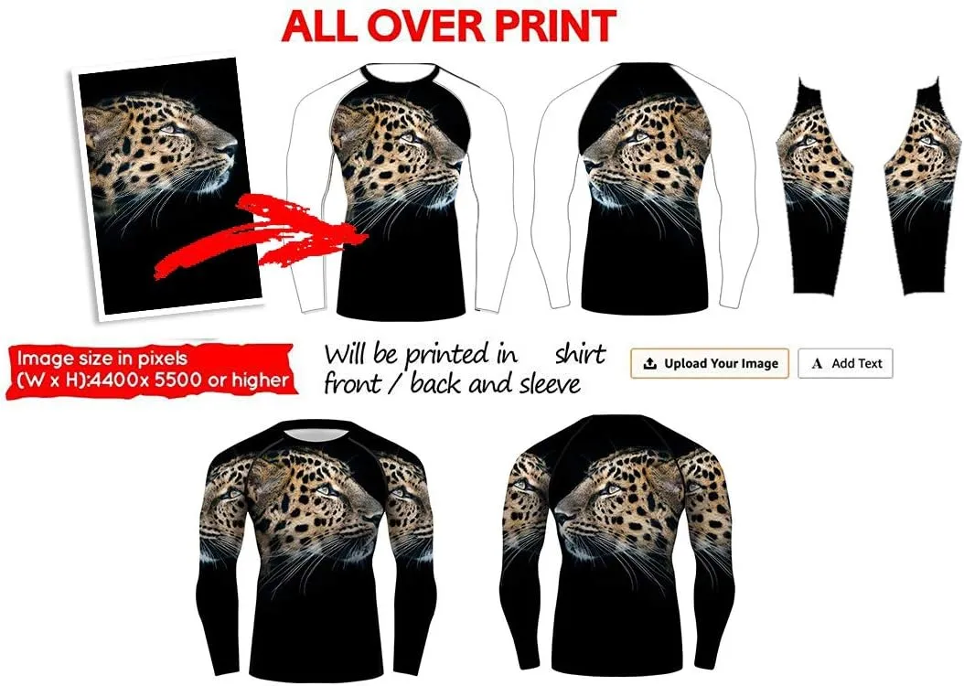 O2TEE Design Your Own Long Sleeve Compression Trainning Top Front & Back Add Your Text