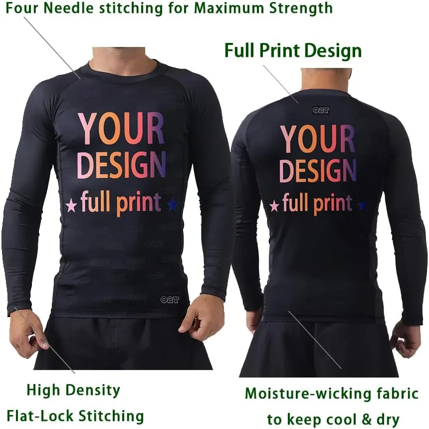 O2TEE Design Your Own Long Sleeve Compression Trainning Top Front & Back Add Your Text