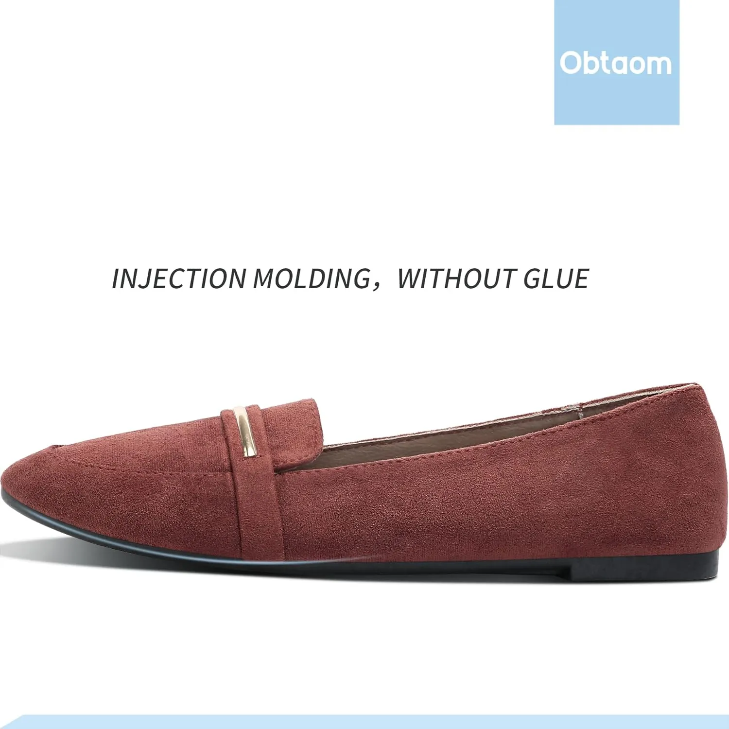 Obtaom Women's Pointy Toe Loafer Flat Comfortable Faux Suede Work Shoes,Cute Penny Loafer Slip On Ballet Flat