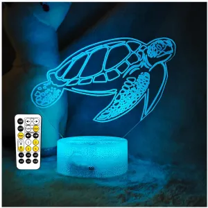 Ocean Sea Turtle Gift, 3D Illusion Night Light Lamp for Kids Room, Multi Color Changing with Timing Remote, Sea Turtle Bedroom Decor for Boy Girl, Xmas Birthday Gifts for Teen Kid