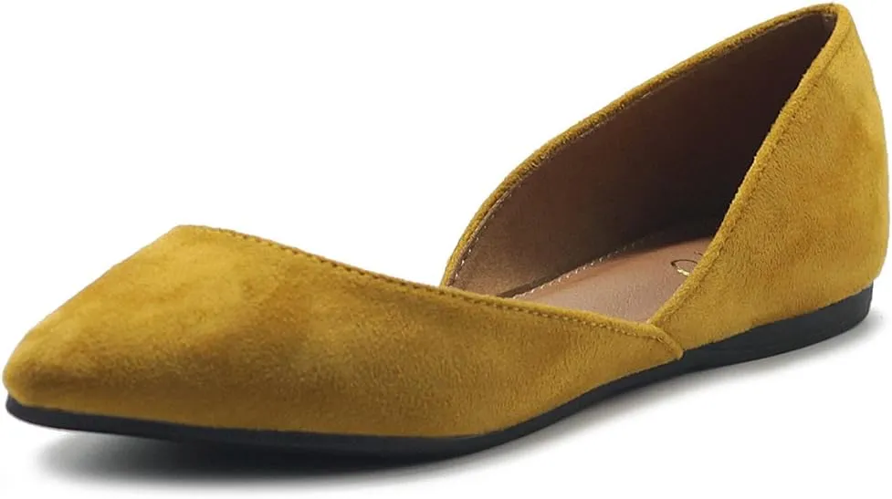 Ollio Women's Shoes Faux Suede Slip On Comfort Light Pointed Toe Ballet Flat
