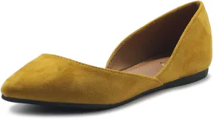 Ollio Women's Shoes Faux Suede Slip On Comfort Light Pointed Toe Ballet Flat