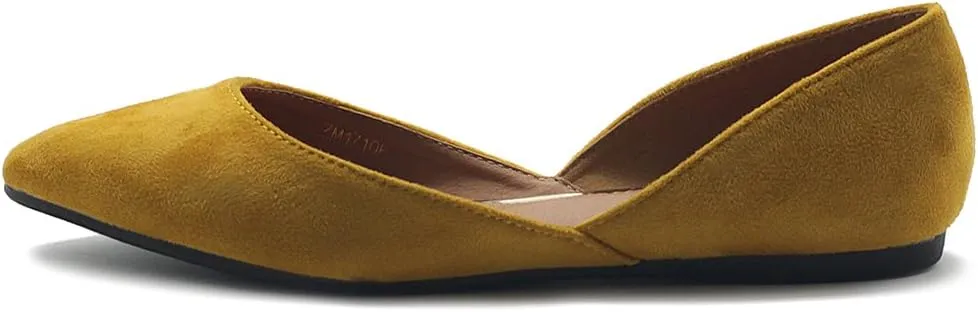 Ollio Women's Shoes Faux Suede Slip On Comfort Light Pointed Toe Ballet Flat